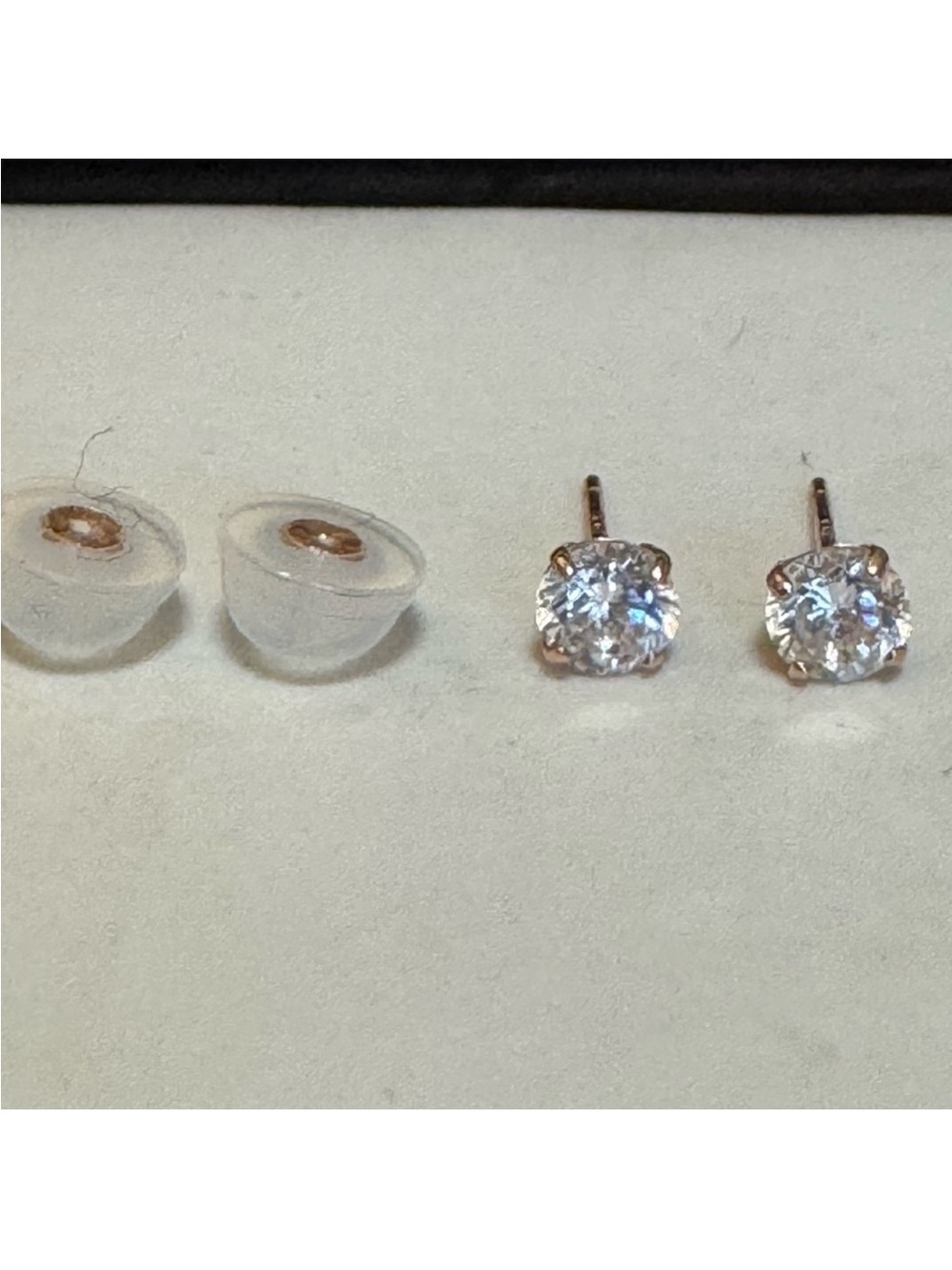 14k Rose Gold CZ Stud Earrings